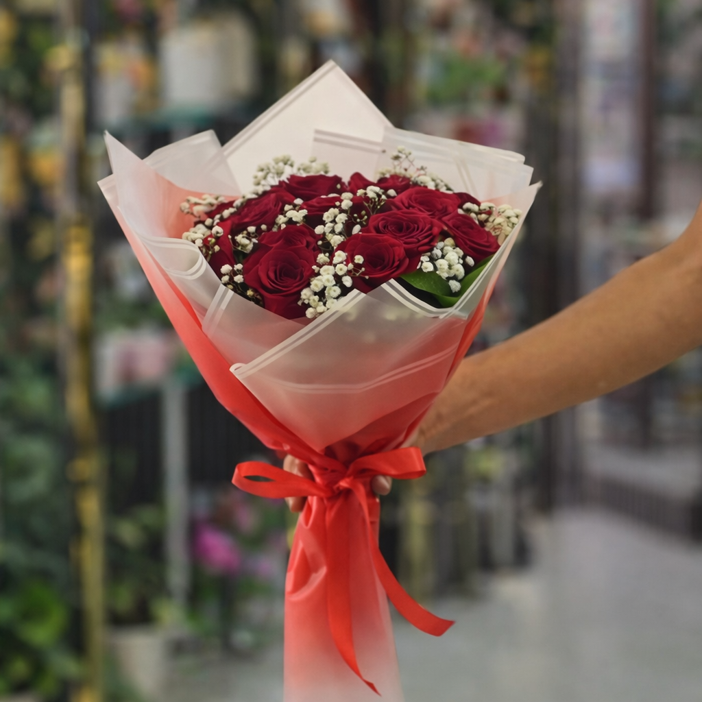 باقة ورود حمراء كلاسيكية