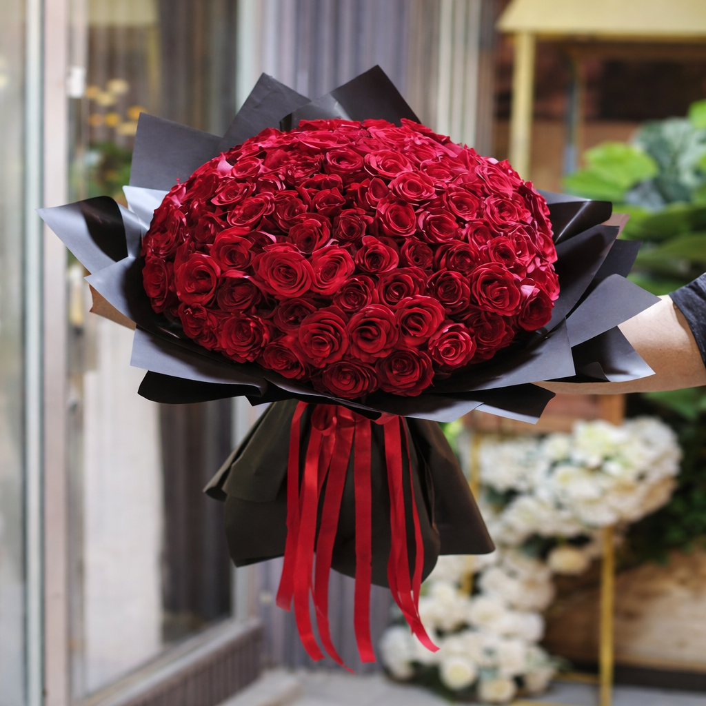 باقة ورد قرمزي كبير