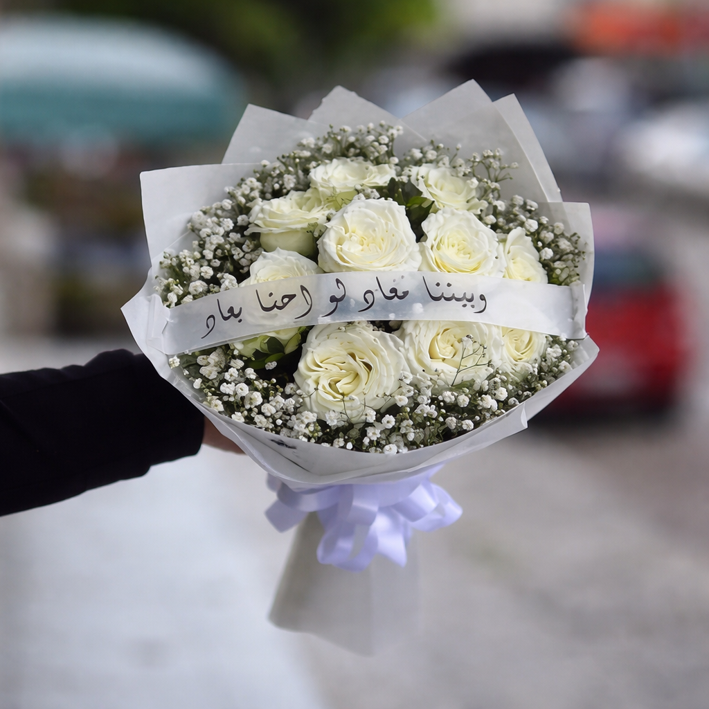 باقة أنيقة من الورود البيضاء النقية