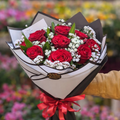 Classic Red Roses Bouquet – 10 Roses